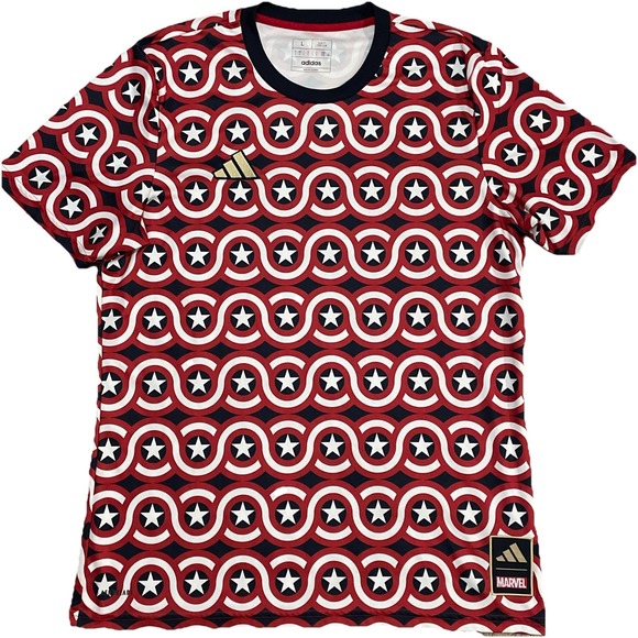 adidas Other - Adidas X Marvel Jersey Mens Large Captain America Prematch Soccer Avengers‎